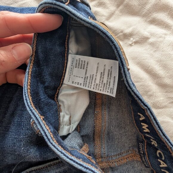 American Eagle, ripped jeans, dark blue wash, size 2 - Picture 6 of 12